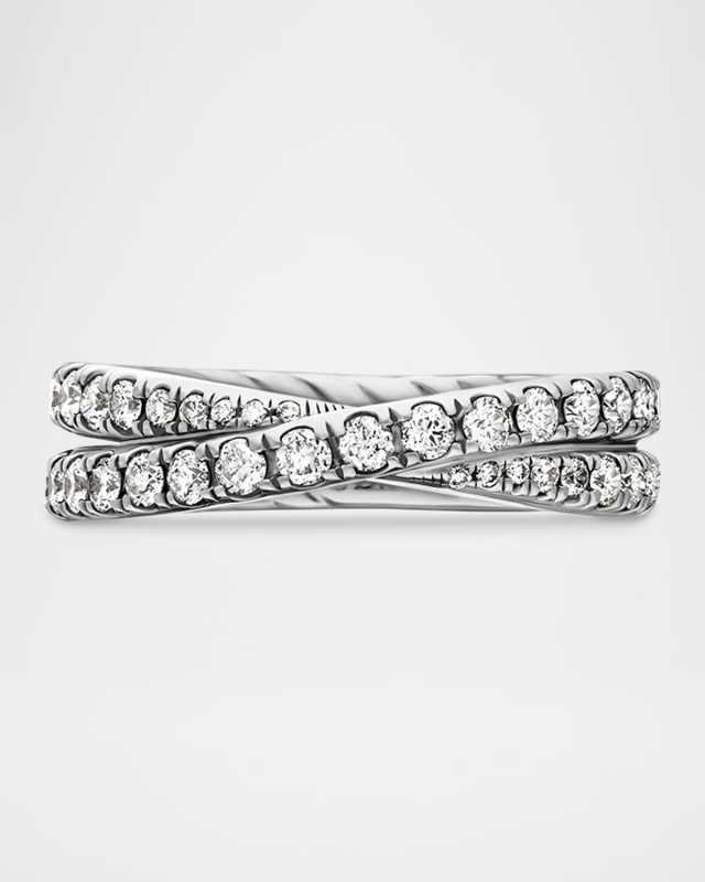 DY Crossover Band Ring with Diamonds in Platinum, 5.2mm